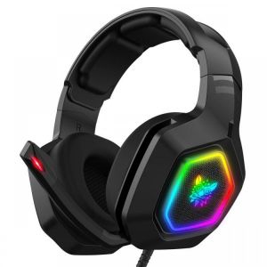 אוזניות גיימינג עם מיקרופון ותאורת RGB